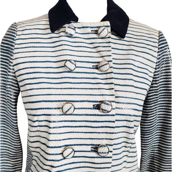 Tory Burch Piper Leather Snakeskin Effect Striped Jacket $1095 Size 2 - Picture 5 of 12